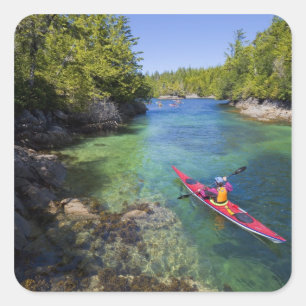 Kanada, British Columbia, Vancouver Island. Hav Fyrkantigt Klistermärke