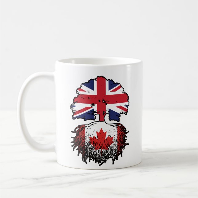Kanada Canadian British UK Träd Roots Flagga Kaffemugg (Vänster)