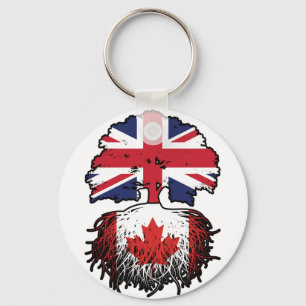 Kanada Canadian British UK Träd Roots Flagga Nyckelring
