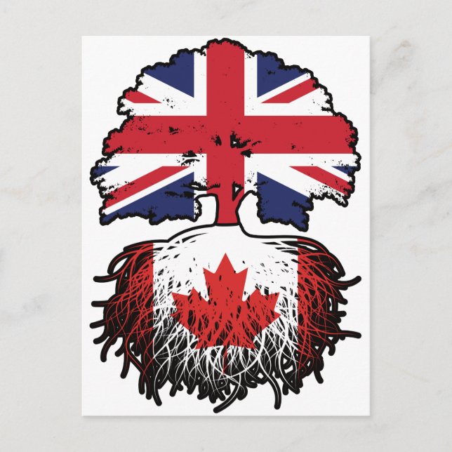 Kanada Canadian British UK Träd Roots Flagga Vykort (Framsida)