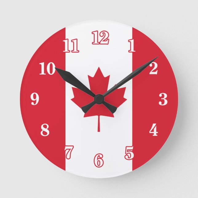 Kanada Canadian Flagga Acrylic Wall Clock Rund Klocka (Framsida)