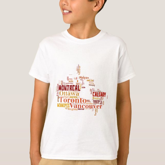 Kanada Cities Ord Art Tee Shirt (Framsida)