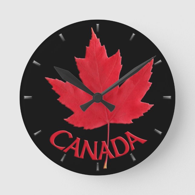 Kanada Clock Canada Souvenir Wall Clocks & Gifts Rund Klocka (Framsida)