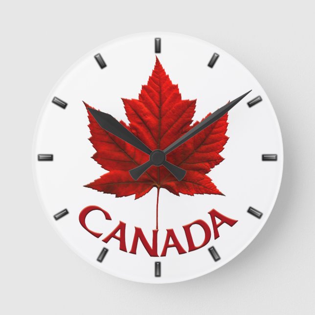 Kanada Clock Canada Souvenir Wall Clocks & Gifts Rund Klocka (Framsida)
