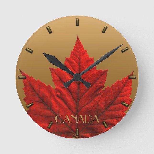 Kanada Clock Canada Souvenir Wall Clocks & Gifts Rund Klocka (Framsida)