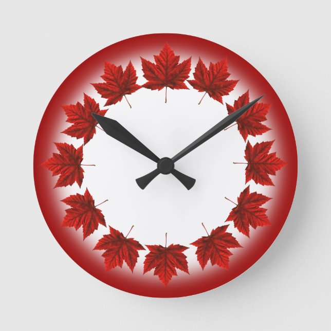 Kanada Clock Canada Souvenir Wall Clocks & Gifts Rund Klocka (Framsida)