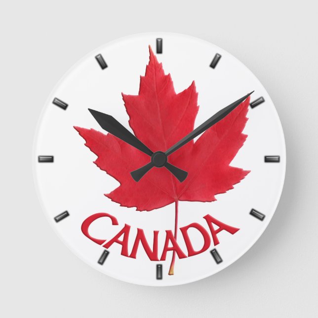 Kanada Clock Canada Souvenir Wall Clocks & Gifts Rund Klocka (Framsida)