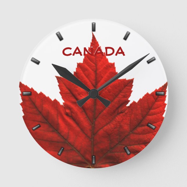 Kanada Clock Canada Souvenir Wall Clocks & Gifts Rund Klocka (Framsida)