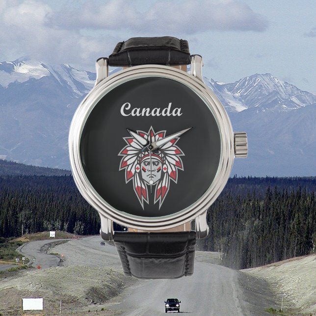 Kanada Colorful Native Indian Chief Mörk Armbandsur (Skapare uppladdad)