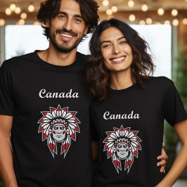 Kanada Colorful Native Indian Chief Mörk T Shirt
