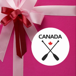 Kanada Crossed Paddle Oars Maple Löv Light-Färg Runt Klistermärke