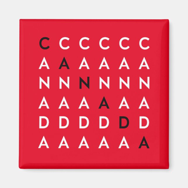 Kanada Crossword Puzzle Grid Red Färg Magnet (Framsidan)