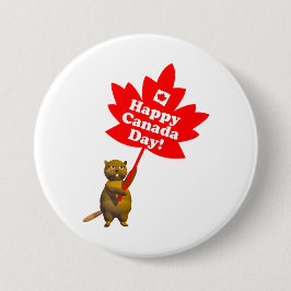 Kanada Day Beaver och Maple Löv Knapp