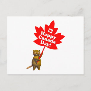 Kanada Day Beaver och Maple Löv Vykort