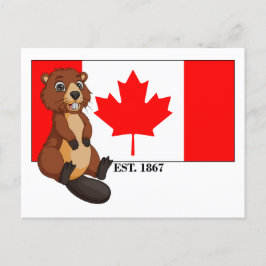 Kanada Day Est. 1867 Flagga och Beaver Vykort