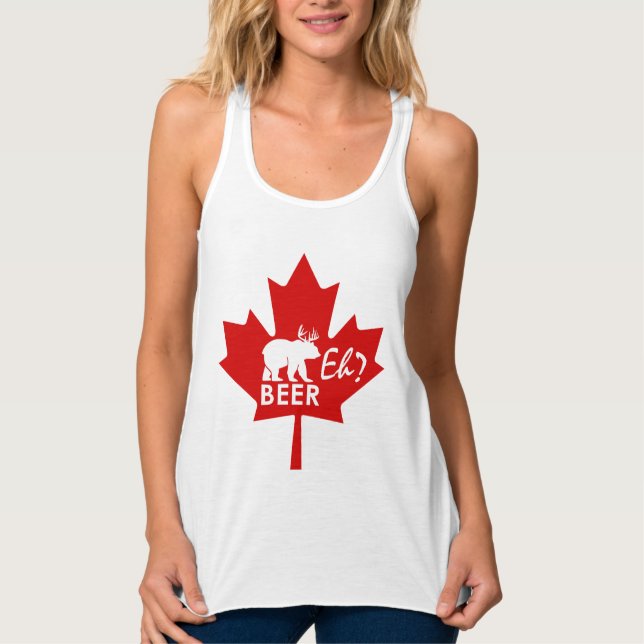 Kanada Day Maple löv Beer Eh? tanktop Linne Med Racerback (Framsida)