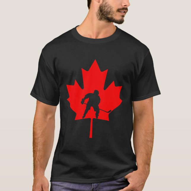 Kanada Day Maple Löv Hockey för Canadian fläkt T Shirt (Framsida)