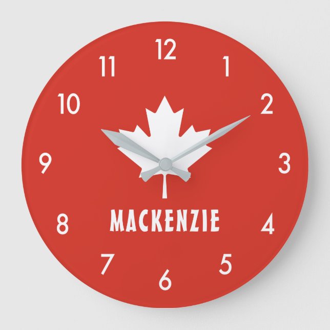 Kanada Day Red White Canadian Flagga Maple Löv Nam Stor Klocka (Framsida)