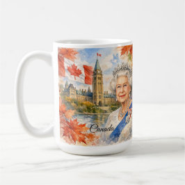Kanada. Drottning Elizabeth II. Historisk. Kaffemugg