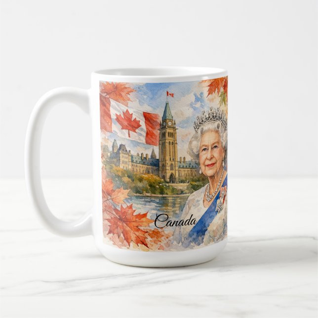Kanada. Drottning Elizabeth II. Historisk. Kaffemugg (Vänster)