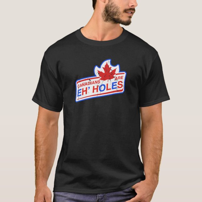 Kanada Eh Canadians är Eh Hål Funny Hockey Fläkt T Shirt (Framsida)