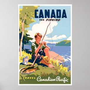 Kanada Fiske Konst Resa Poster Angler's Retro