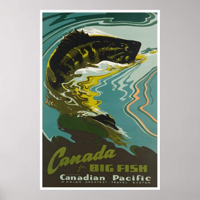 Kanada Fiske Resa Affisch Fiskares Konst Retro (Framsidan)