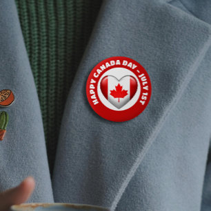Kanada Flagga   3D-hjärteikon   Emblem Brooch Knapp