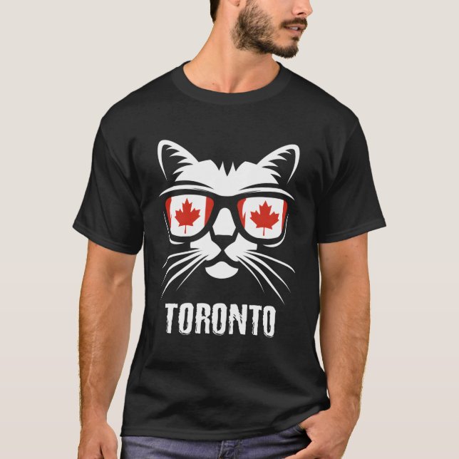 Kanada Flagga Canadian Cat Maple Löv Toronto T Shirt (Framsida)