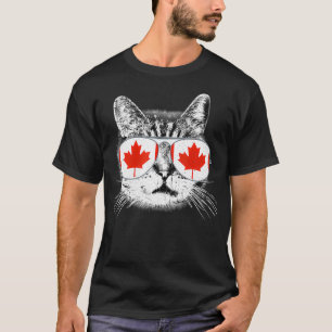 Kanada Flagga Canadian Cat Sunglasses Funny T Mana Shirt