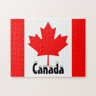 Kanada Flagga Canadian Färger Red White Maple Lö Pussel