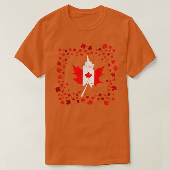Kanada Flagga Canadian Maple Löv T Shirt (Design framsida)
