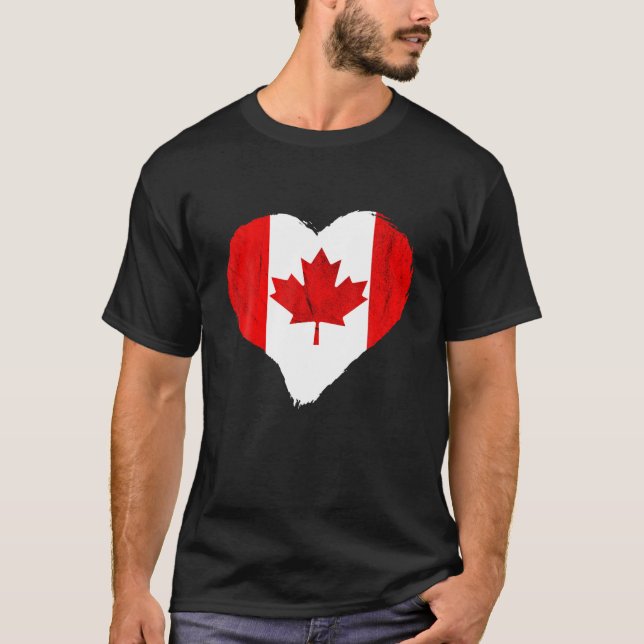 Kanada Flagga Heart Maple Löv Canadian Pride Canad T Shirt (Framsida)