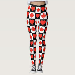 Kanada Flagga Heart Mönster Cute Patriotic Canadia Leggings