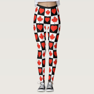 Kanada Flagga Heart Mönster Cute Patriotic Canadia Leggings