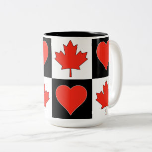 Kanada Flagga Heart Mönster Patriotic Canadian Två-Tonad Mugg