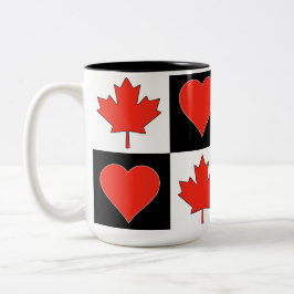 Kanada Flagga Heart Mönster Patriotic Canadian Två-Tonad Mugg