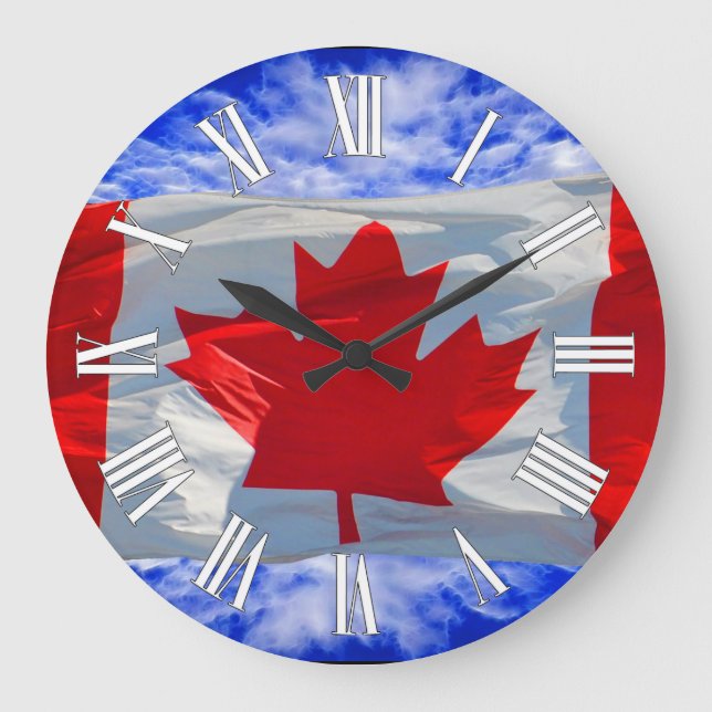 Kanada Flagga & Himlar Proud Patriotic Wall Clock Stor Klocka (Framsida)