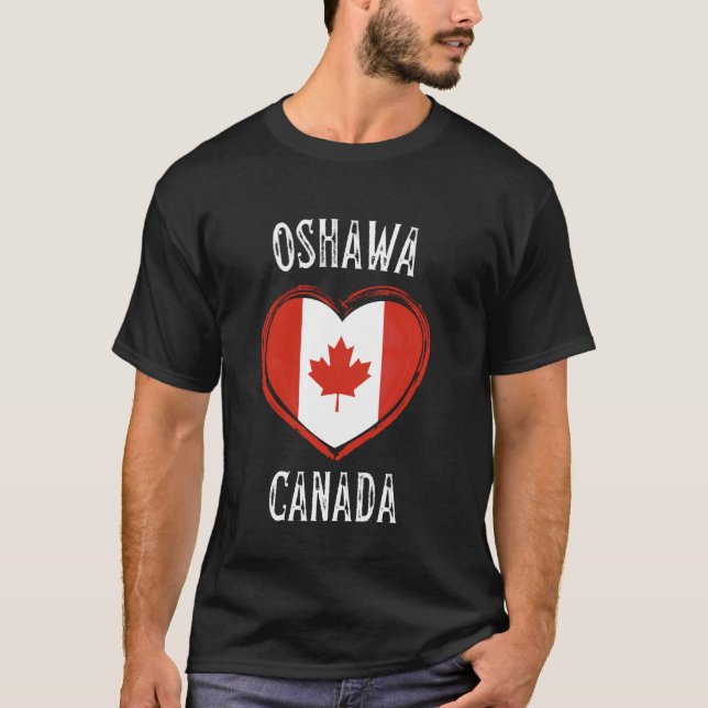 Kanada Flagga Hjärta Oshawa Stad T Shirt (Framsida)