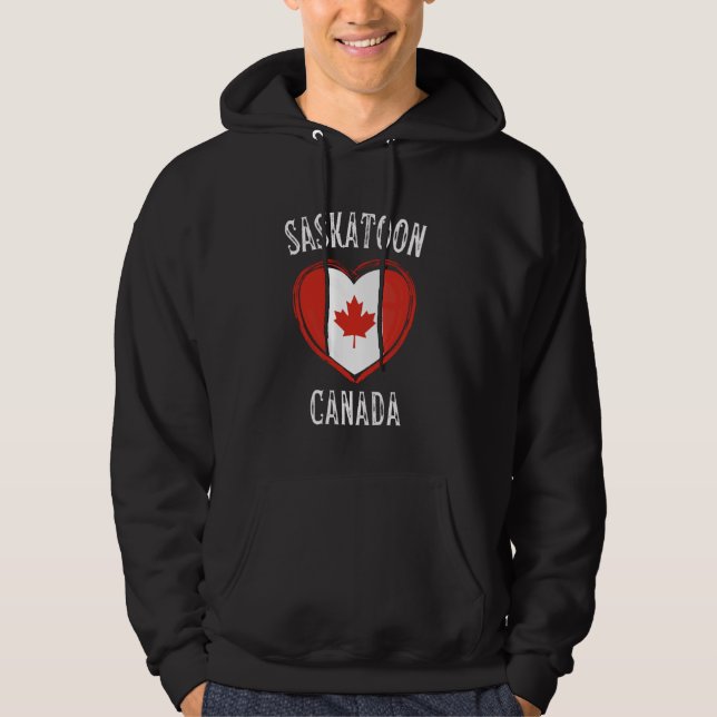 Kanada Flagga Hjärta Saskatoon Stad Hoodie (Framsida)