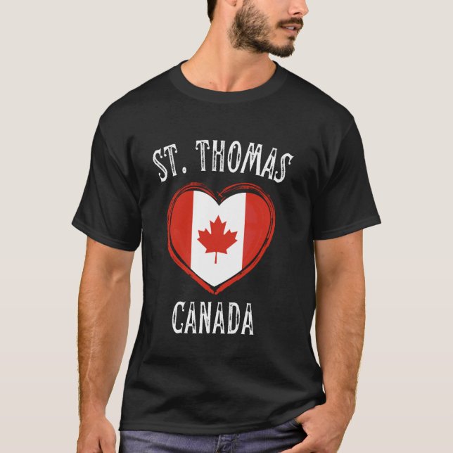 Kanada Flagga Hjärta St. Thomas Stad T Shirt (Framsida)