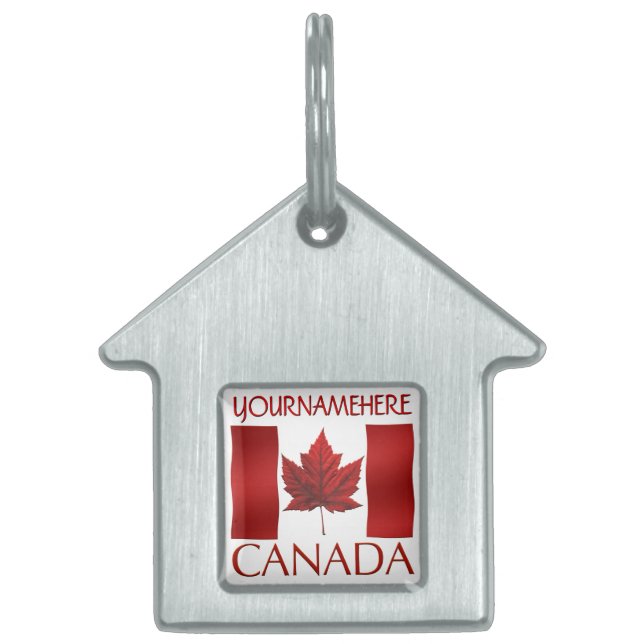Kanada Flagga Hundhalsband Present Kanada Husdjur  ID-bricka Husdjur (Framsidan)