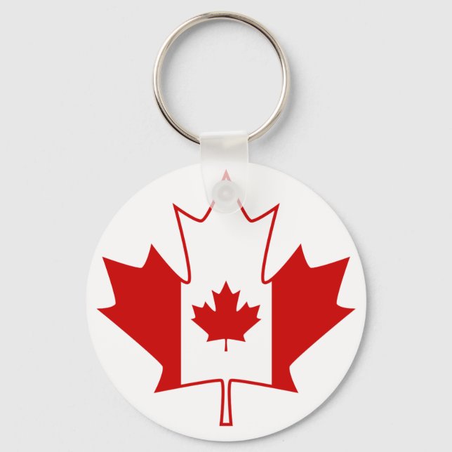 Kanada Flagga i Maple Löv - White Nyckelring (Framsida)