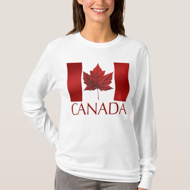 Kanada Flagga Jersey T-shirts Gifts Souvenir Shirt (Framsida)