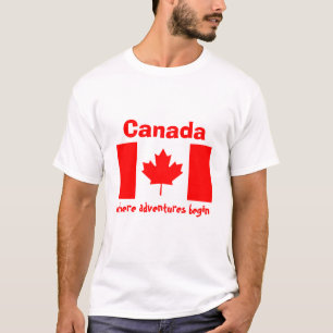 Kanada Flagga + Karta + Text T-Shirt
