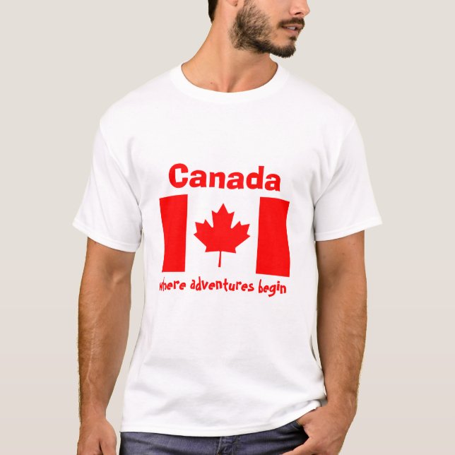 Kanada Flagga + Karta + Text T-Shirt (Framsida)