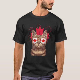 Kanada Flagga Katt Solglasögon Kanadensiska Flagga T Shirt