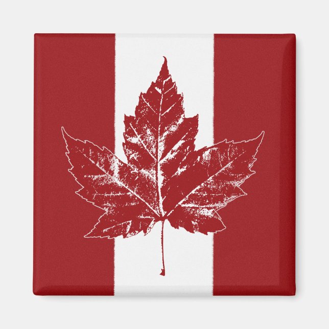 Kanada Flagga Magnet Retro Canada Maple Löv Magnet (Framsidan)