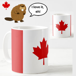 Kanada Flagga Maple Löv Red White Patriotic Kaffemugg