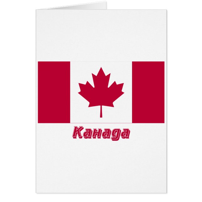 Kanada flagga med namn i ryss hälsningskort (Framsidan)